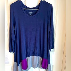 LOGO long Sleeves Tunic Blue Blouse with front Pockets